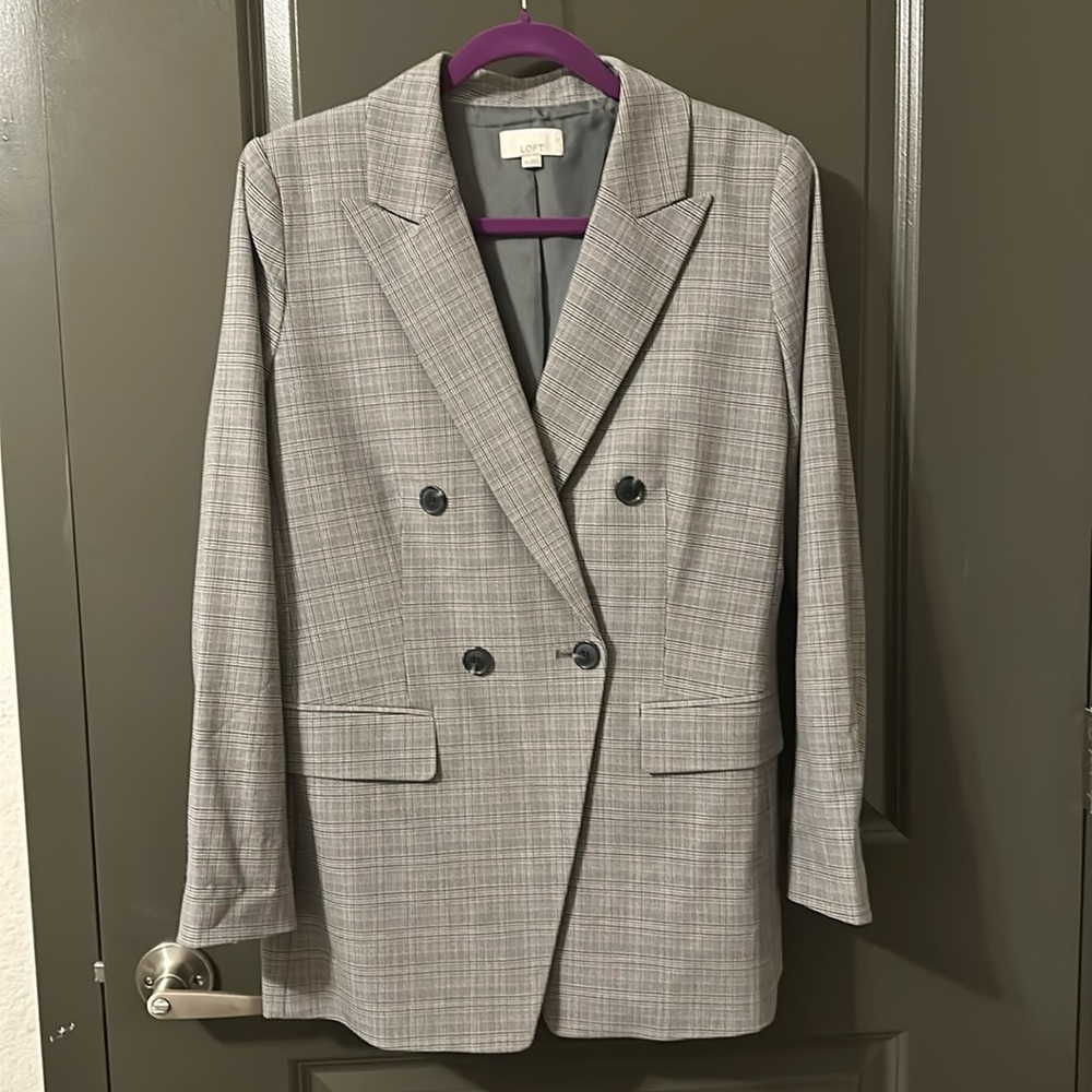 Loft gray jacket with gray/black/pink size 10